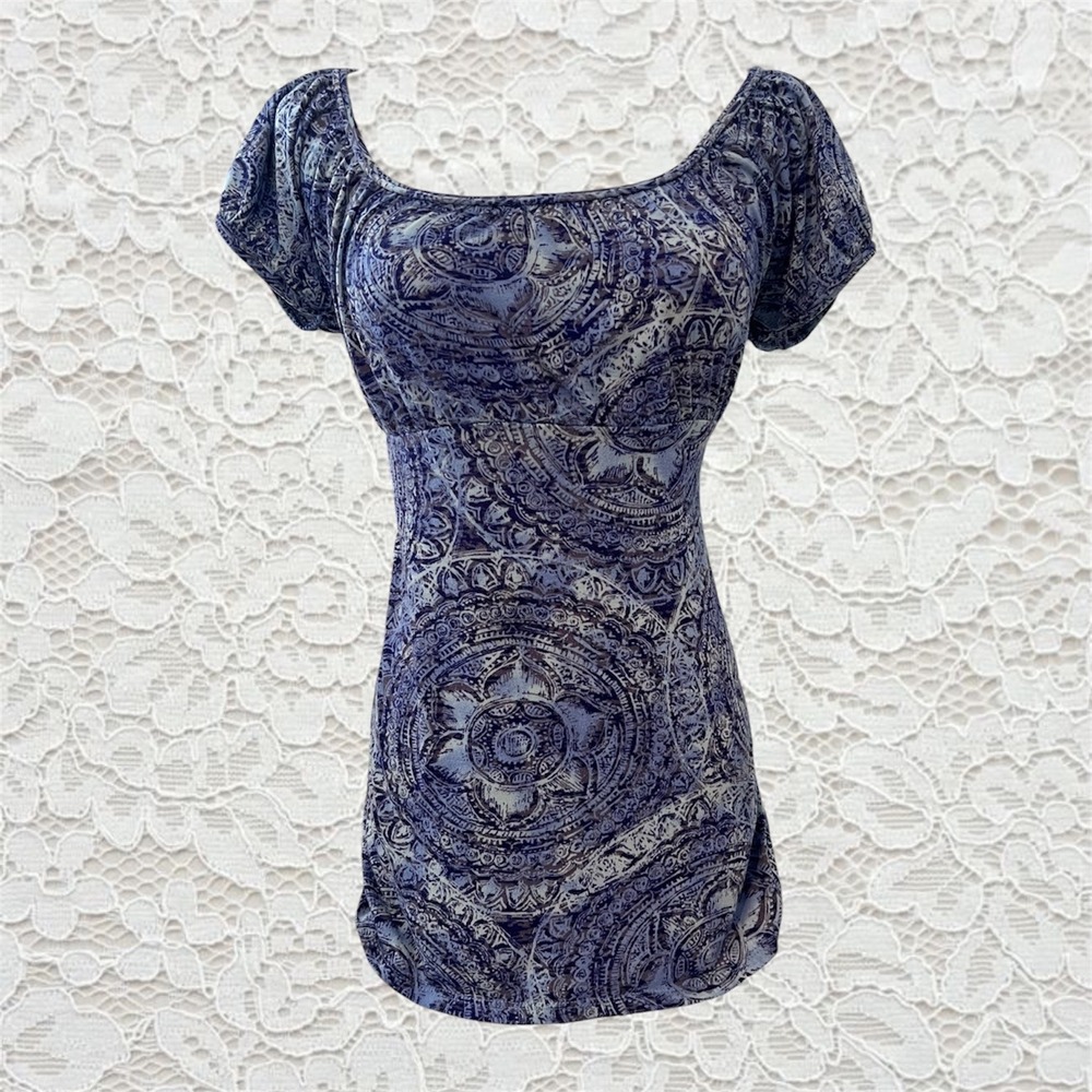 vintage paisley patterned‎ babydoll short sleeve top